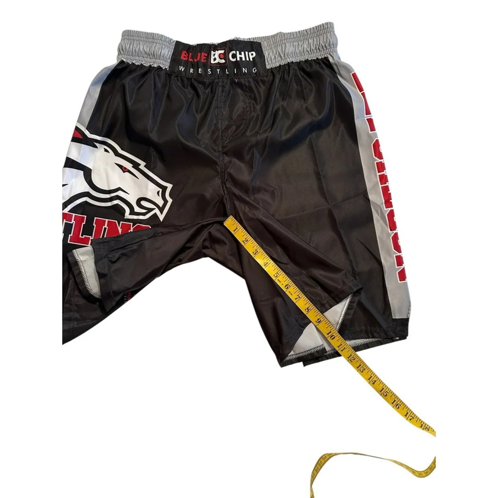 Wrestling Shorts With Drawstring Boys Large Black Polyester Bronco Horse